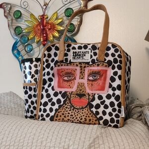 Polka Dot Tote Bag - Black and Tan